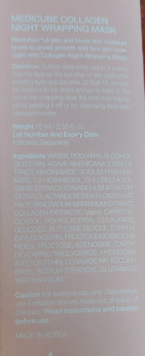 Îți dorești o piele mai fermă și luminoasă? Alege Medicube Night Wrapping Mask cu colagen, 75 ml – soluția ideală anti-aging.
Recomandată pentru tenul obosit sau deshidratat, oferă rezultate vizibile după doar câteva utilizări. wowskin.ro